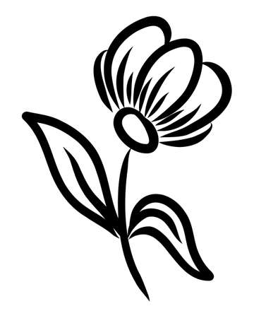 BLACK SILHOUETTE OF A FLOWERING PLANT ON A WHITE BACKGROUND IN VECTORのイラスト素材