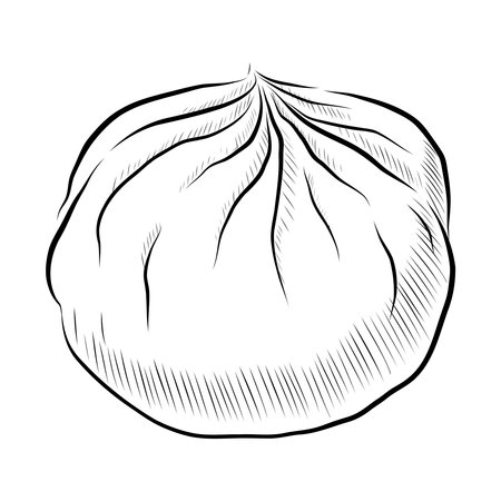 BLACK CONTOUR DRAWING OF PROFITEROLE ON A WHITE BACKGROUND IN VECTORのイラスト素材