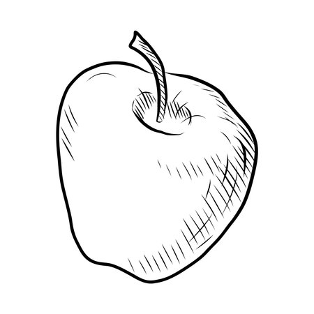 BLACK VECTOR ILLUSTRATION OF AN APPLE ISOLATED ON A WHITE BACKGROUNDのイラスト素材