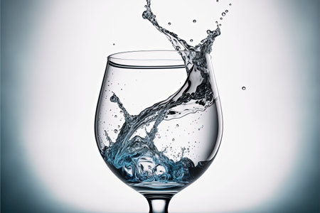 Water splashing into glass, created with Generative AI technologyの写真素材