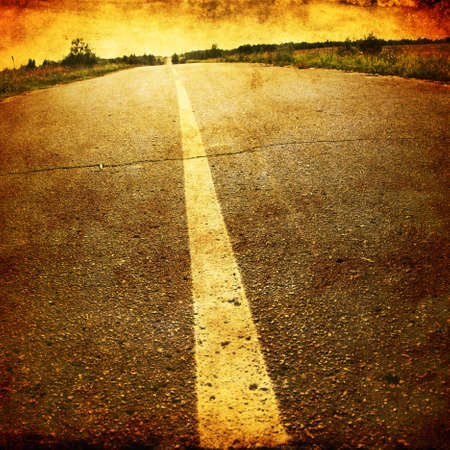 Empty asphalt road in grunge and retro style の写真素材