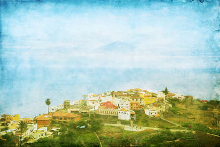 Landscape of Canary island in grunge and retro style.の写真素材