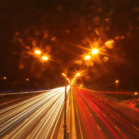 Night traffic on highway.の写真素材
