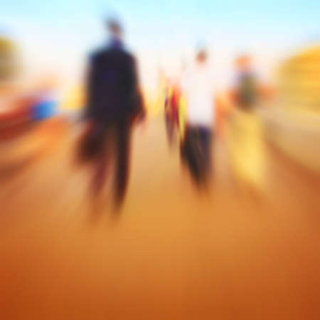 Motion blurred people walking in the city. 

の写真素材
