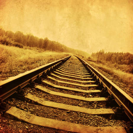 Image of railroad in grunge and retro style  の写真素材