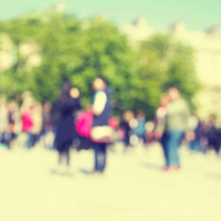 Blurred image of people in the city.の写真素材