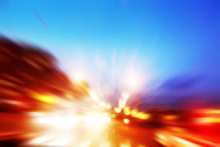 Abstract image of speed motion on the road at twilight.