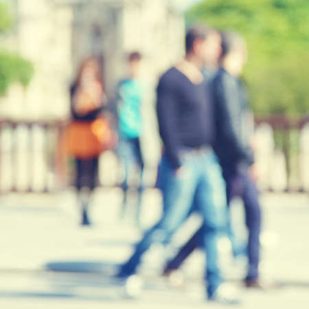 Blurred image of people in the city.の写真素材