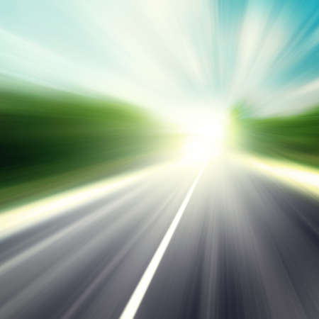 Image of asphalt road in motion blur at moody day. の写真素材