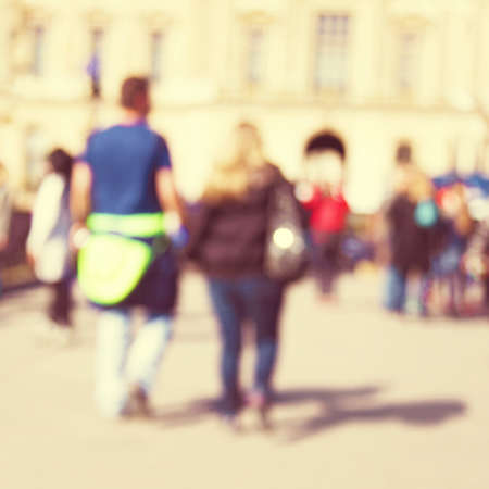 Blurred image of people in the city.の写真素材
