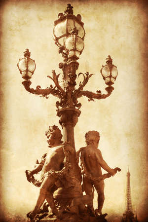 Alexandre III bridge in Paris. Grunge and retro style.の写真素材