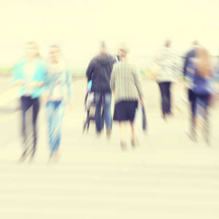 Abstract blurred image of people in the city.の写真素材