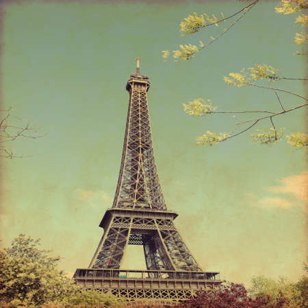 View of Eiffel Tower.Old style photo.の写真素材