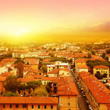 Pisa at sunset.View from the leaning tower.Tuscany. Italy.の写真素材
