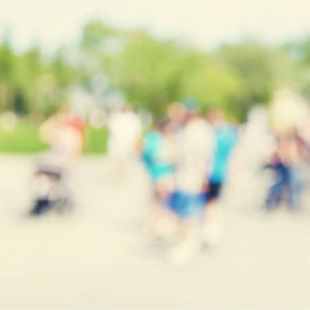 Abstract blurred image of people in the city.