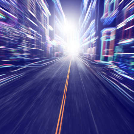 Speed motion on the road in the city.