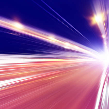 Abstract image of night lights with motion blur in the city.の写真素材