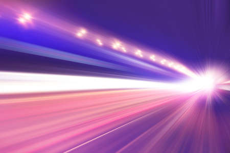 Abstract image of night lights with motion blur in the city.の写真素材