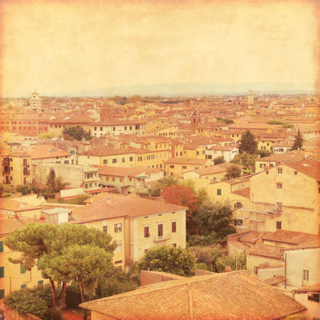  Aerial view of Pisa, Italy. Old style photo.の写真素材