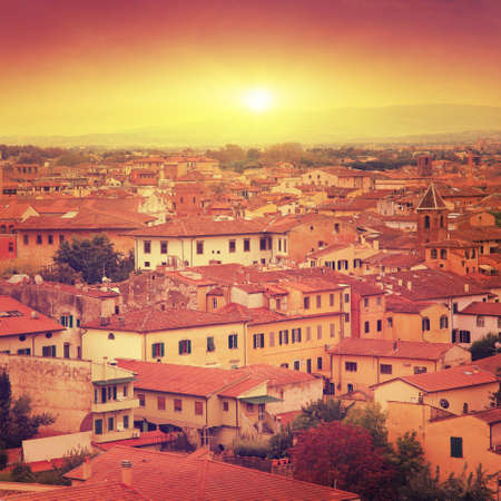 Pisa at sunset. View from the leaning tower. Tuscany. Italy.の写真素材