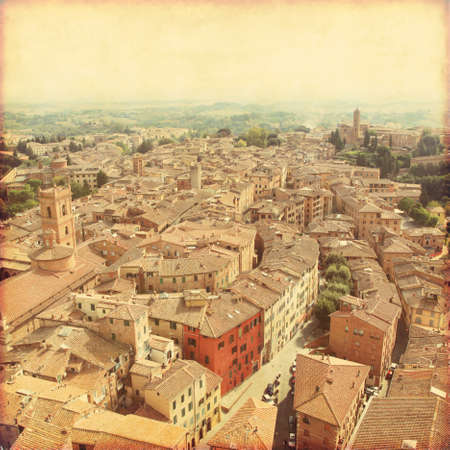 View of Siena in Tuscany. Old style photo.の写真素材