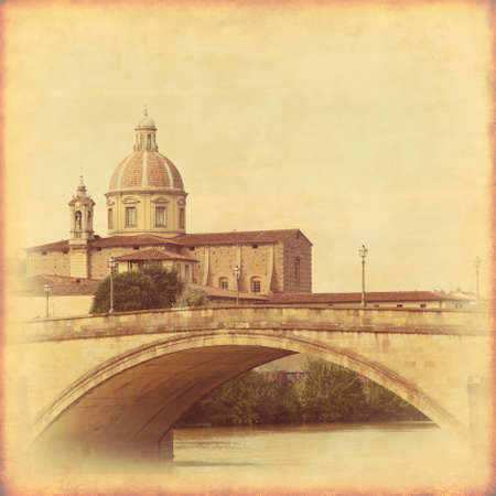 View of Florence, Italy. Old style photo.の写真素材