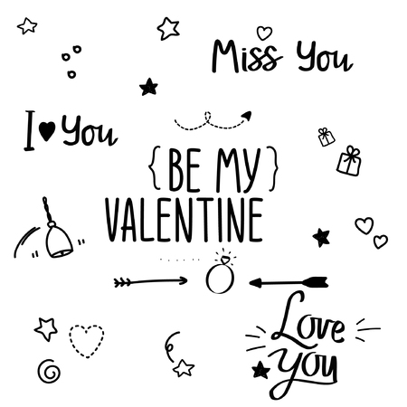 Be my Valentine gift card. Hand written lettering.のイラスト素材