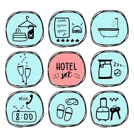 Digital illustration, hotel vector set.のイラスト素材