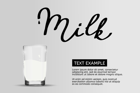 Simple vector milk poster. Handwritten text. healthy lifestyleのイラスト素材