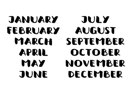 Handwritten names of months. calendar template.のイラスト素材