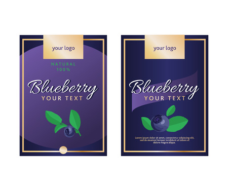 Vector set of product labels. Blueberry template for food packaging.のイラスト素材