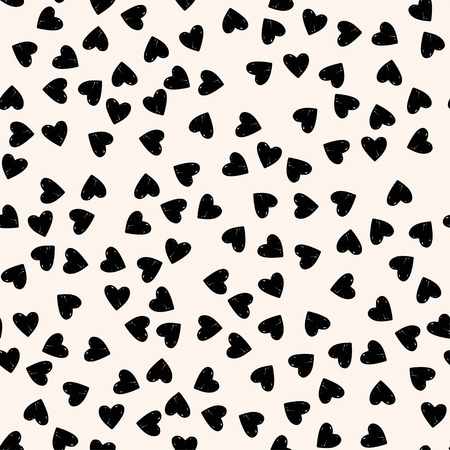 Vector seamless pattern. Simple hipster background with hand drawn hearts.