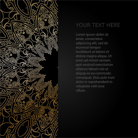 Black oriental design card. Vintage invitation with lace pattern.のイラスト素材