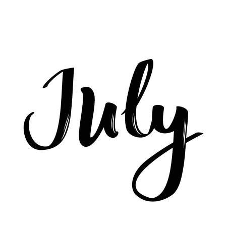Handwritten calligraphic word. July month nameのイラスト素材