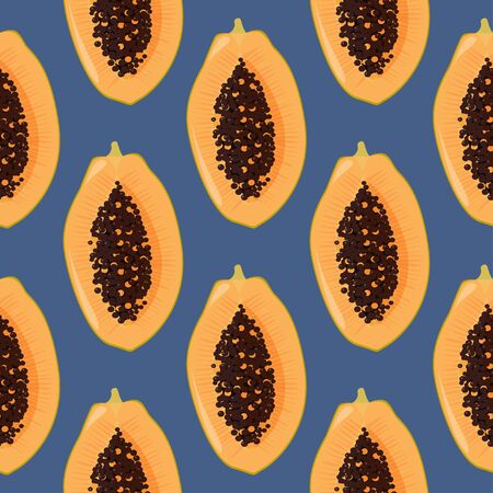 Cutted fresh papaya seamless pattern.のイラスト素材