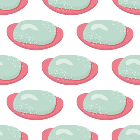 Soap cartoon background. Doodle style with bubbles seamless pattern.のイラスト素材