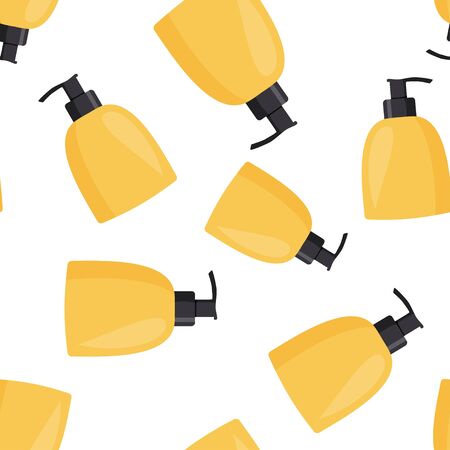 Bottle with liquid soap. Simple seamless pattern.のイラスト素材