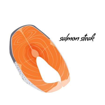 Flat salmon steak. Fresh organic seafood. Vector illustration.のイラスト素材