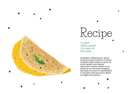 Food vector card design. Simple omelette recipe template.のイラスト素材