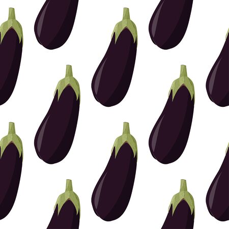 Fresh eggplant seamless pattern. Vegetable aubergine background.の写真素材