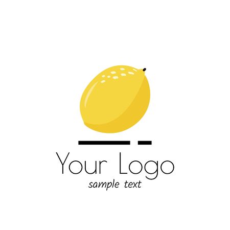 Vector logo with lemon. Simple sign for market, organic shop, restaurant.のイラスト素材