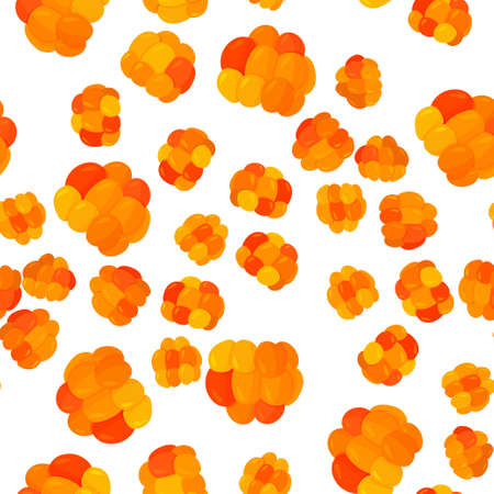 Fresh cloudberry background. Whole forest berries seamless pattern.のイラスト素材