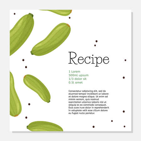 Green squash recipe card template. Simple design for cook book or article.のイラスト素材