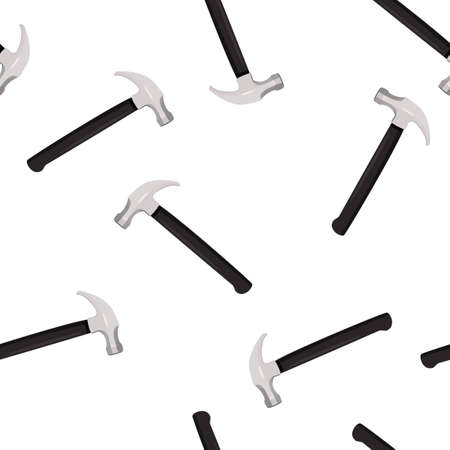 The manual tool a hammer and fixing nails background. Simple vector seamless pattern.のイラスト素材