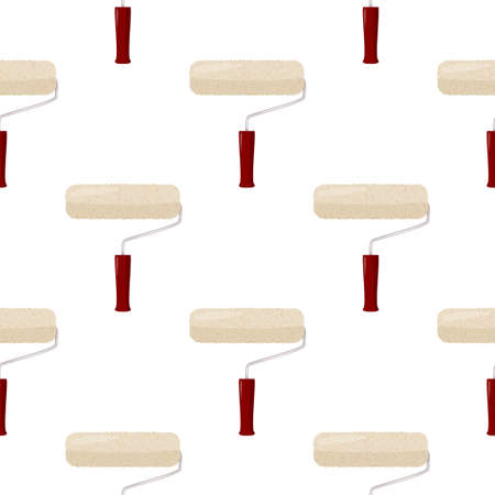 Roller paint isolated background. Simple hand tool for repair vector seamless pattern.のイラスト素材