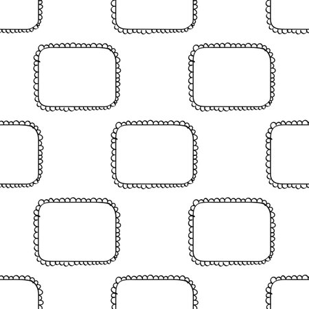 Background with hand drawn frames. Simple black vector seamless pattern.のイラスト素材