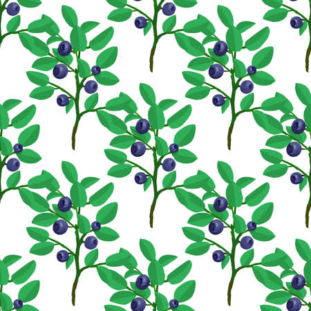 Fresh blueberry vector seamless pattern. Simple forest background.のイラスト素材