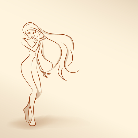 Symbolic silhouette of elegant slender girl dancing. 
のイラスト素材