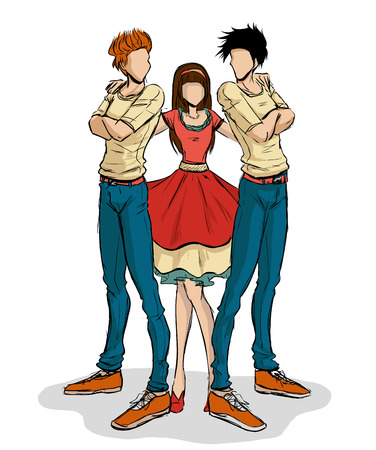 Girl decide between the two guysのイラスト素材