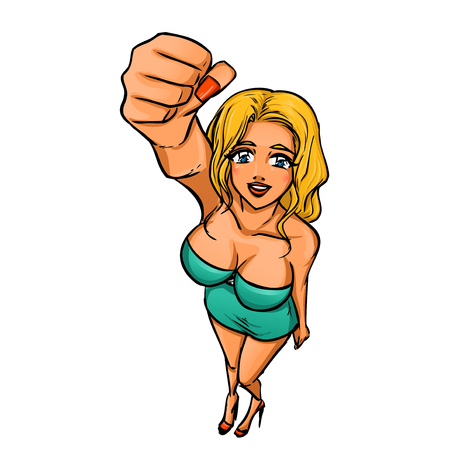 Woman expressing success and winning, confidence and advanceのイラスト素材